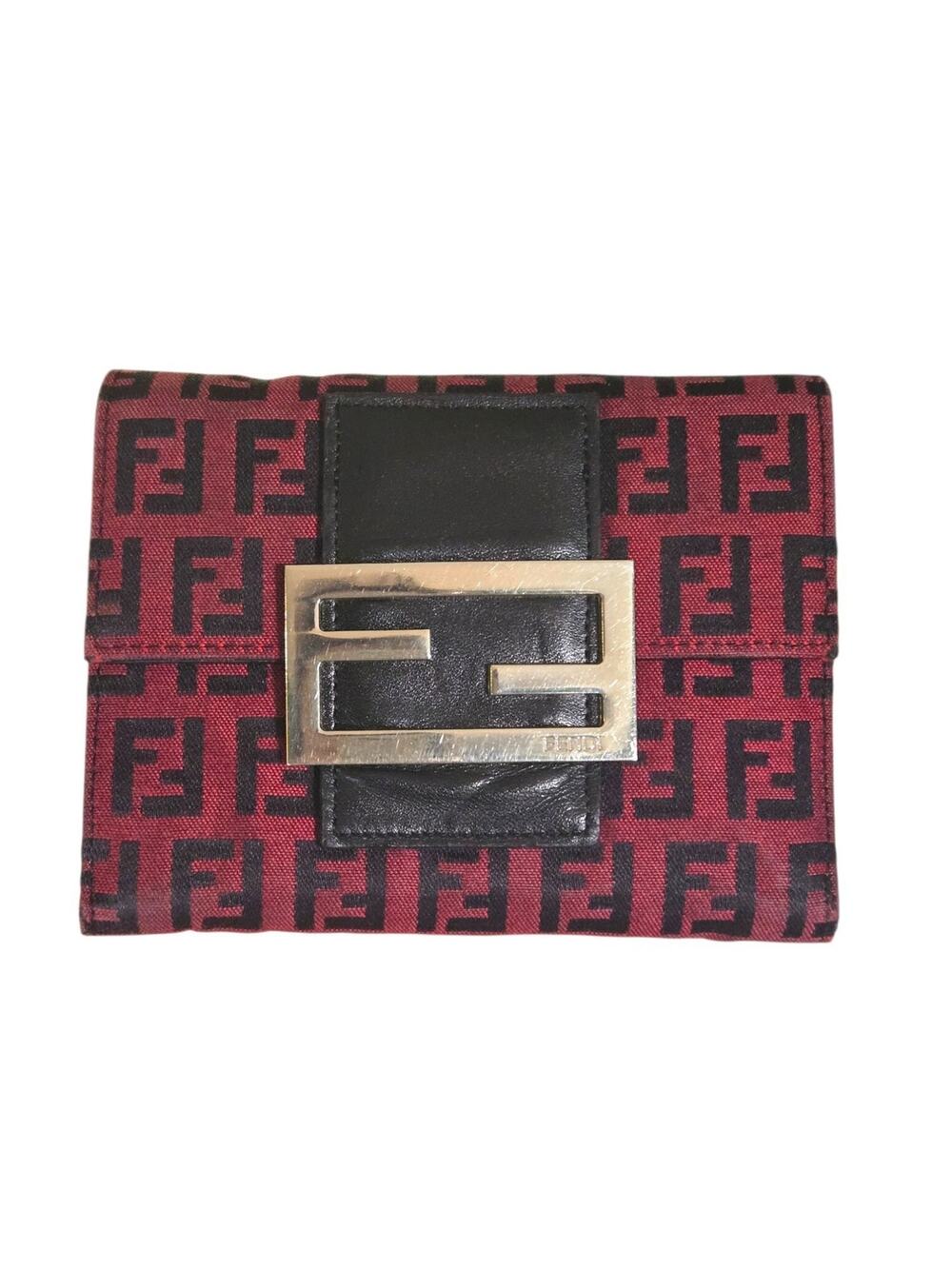 Fendi Zucca Zucchino FF Monogram Red Canvas Bifold Wallet